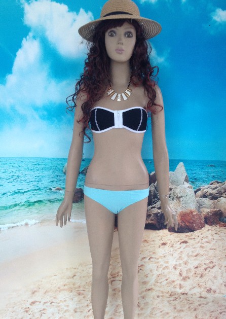 F4378-4 sexy strapless zip up low rise bikini set